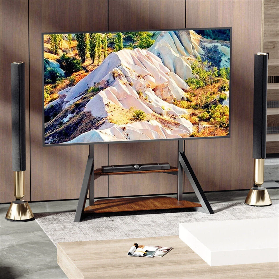 Heavy Duty TV Floor Stand with 2 Wood Shelves for 40-100 Inch TV Corner Bracket - image 2 of 4