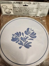 Vintage 4pc Pfaltzgraff YORKTOWNE Burner Cover Set for Electric Ranges Metal NEW