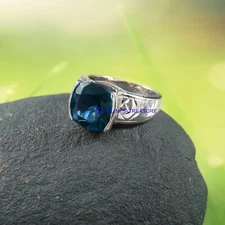 Natural London Blue topaz Gemstone with 925 Sterling Silver Ring For Men's #900