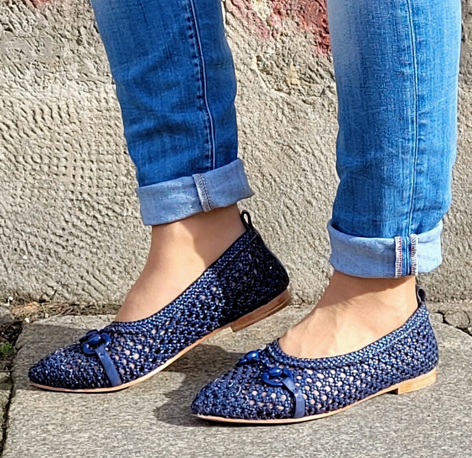 Ребекка Уайт Schuh W01 13 V2 blau navy Echtleder Damen Балерина