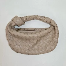 Billini Keri Woven Knot Shoulder Bag Faux Leather Beige Clutch Purse Handbag
