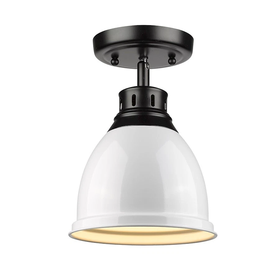 Golden Lighting Duncan Flush Mount Black White Shade 3602