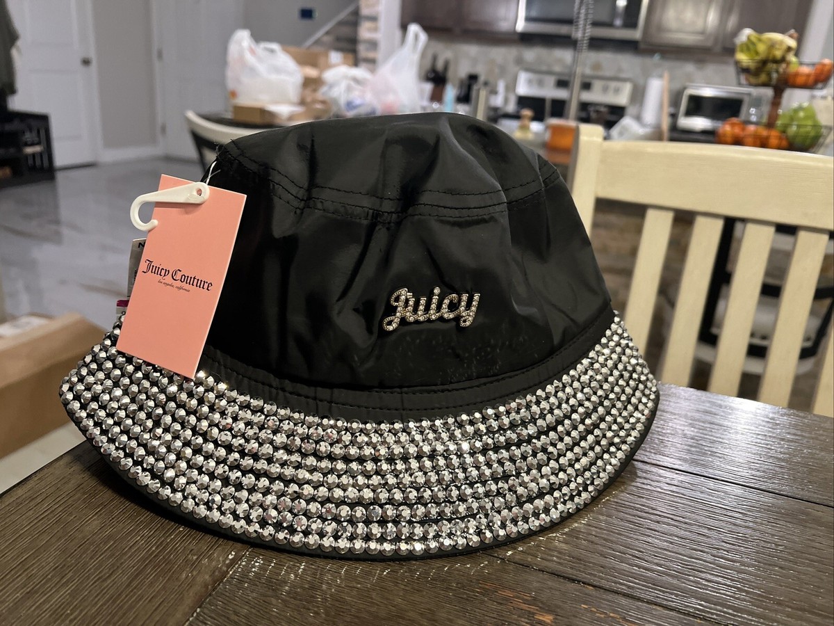 Juicy Couture Silver Bling Studded Embellished Black Cap Juicy Couture Black Cap Hat W/ Rhinestone Crystals Gold Logo  main image 3