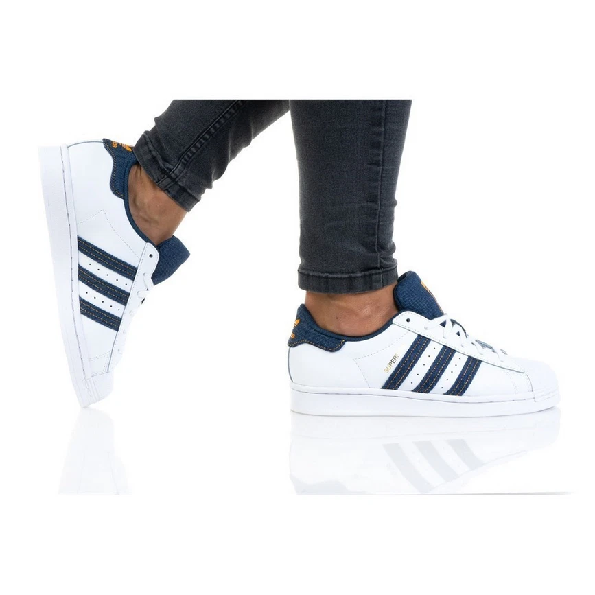 Adidas superstar womens white and navy top