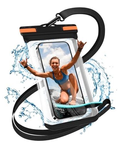 Waterproof Phone Pouch- 7.2 in Waterproof Phone Case for Beach Travel Black