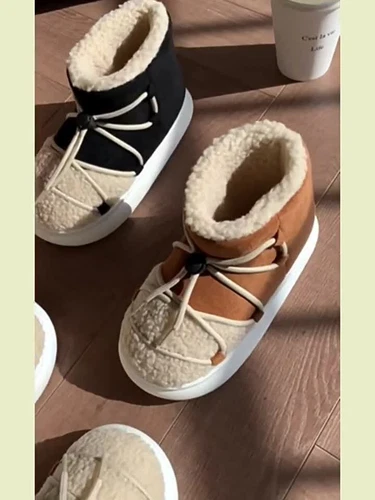 New Winter Warm Snow Boots 2023 Fur Short Non-slip Slippers High Top Bread Shoes - Picture 3 of 46