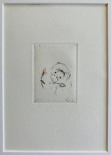 Lars Nyberg - signed drypoint etching "Red Flower"