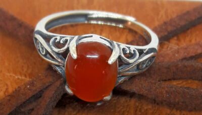 GENUINE STERLING SILVER  ADJUSTABLE CARNELIAN RING