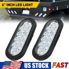 2pcs Trailer Truck 6 Oval 10 Led White Backup Reverse Stop Turn Tail Lights New
