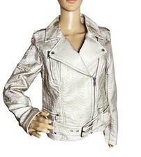 Banana Republic Moto Jacket Medium Ivory Cotton Tweed Biker NWT 298 Retail