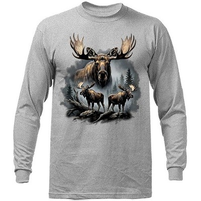 Bull Moose Wilderness Forest Wildlife Nature Long Sleeve T-Shirt