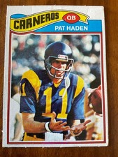 1977 Topps MEXICAN #18 Pat Haden rookie card (RC) of the Los Angeles Rams. rookie card picture