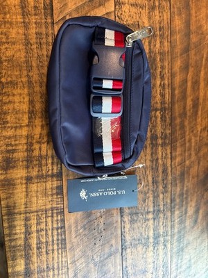 U.S. POLO ASSN. navy stripe belt bag 2  X 7  X 5  NWT