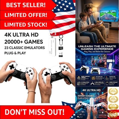 2026 Retro Gaming System: 4K HDMI, 128GB Storage & Wireless Controllers Included