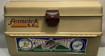 fenwick 5.6 tackle box Vintage Fenwick 5.6 Tackle Box 6 Tray with Lots of Extras Dodgers A's 1988  Decal