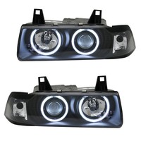 Scheinwerfer Ccfl Angel Eyes FüR BMW 3Er E36 Cabrio Coupe Bj. 92-99 Schwarz
