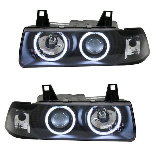 Scheinwerfer Ccfl Angel Eyes FüR BMW 3Er E36 Cabrio Coupe Bj. 92-99 Schwarz-image