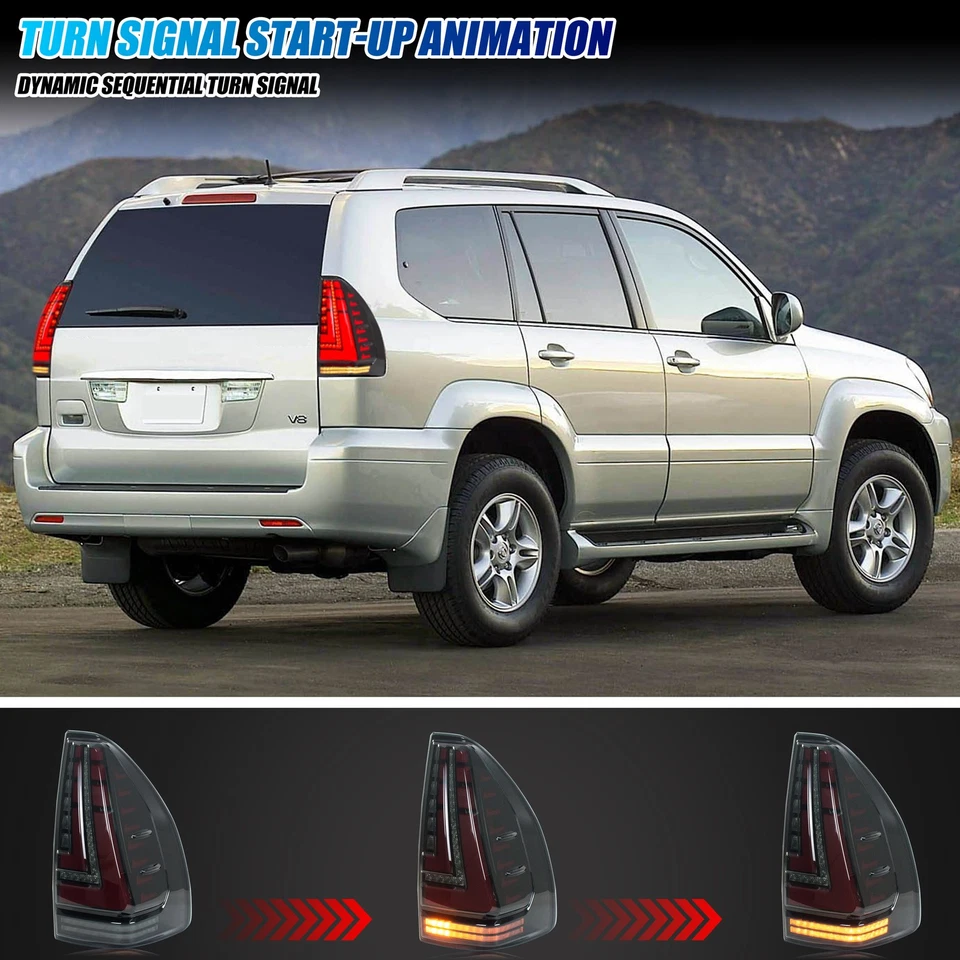 Luces traseras LED para Lexus GX470 2003-2009 conjunto de luces traseras de señal dinámica Foto 4 de 4