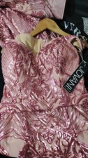 Elegant Pink Lace Prom Dress Jovani Mermaid Evening Gown Long Formal D