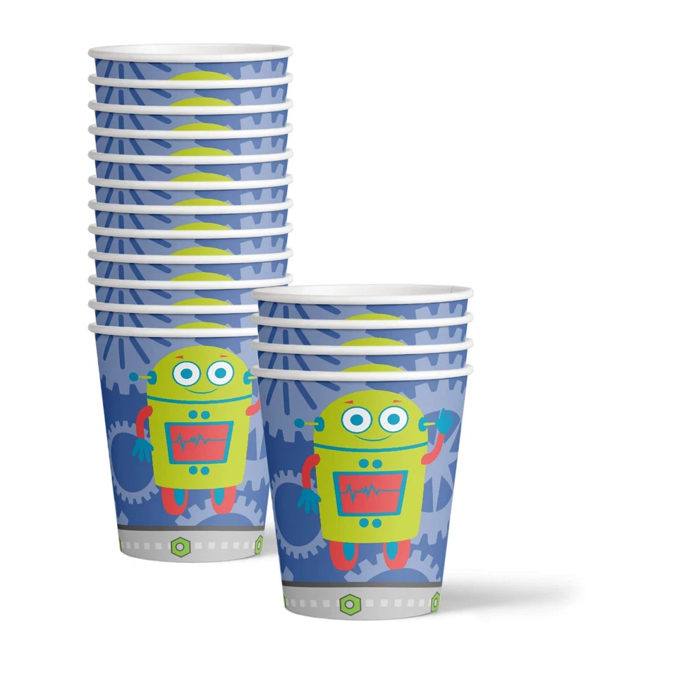 Robot Cumpleaños Fiesta Suministros Set Platos Servilletas Tazas Vajilla Kit Para 16 Foto 3 de 4