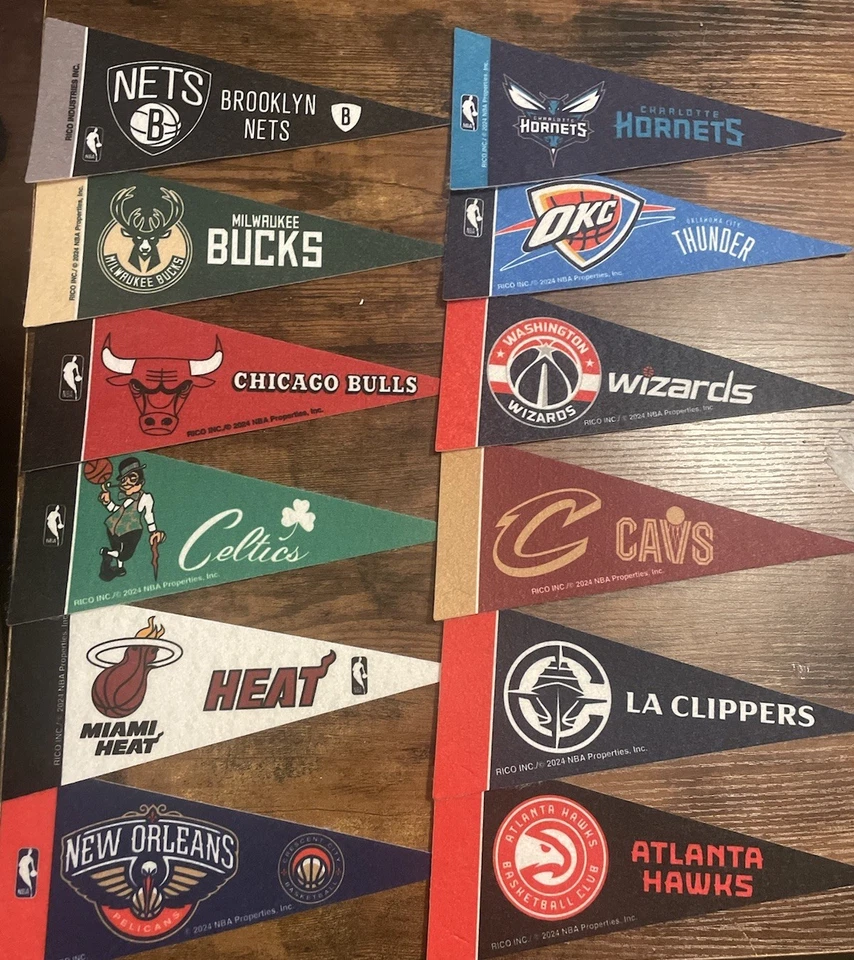 NBA Mini Pennants 4"x9" Basketball Pick Your Team Banner Flag Decor - Image 2 of 4