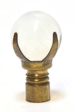 VINTAGE CLEAR MARBLE BRASS BASE DECORATIVE LAMP FINIAL 1/4 THREAD