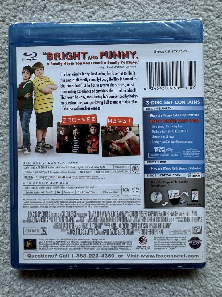 Diary of a Wimpy Kid (DVD, Blu-ray + Digital Copy) - Brand New And Sealed - Image 3 of 3