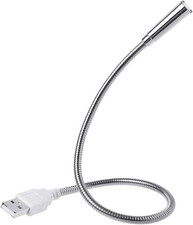 Silver USB LED Gooseneck Desk Lamp Flexible Reading Light for Laptop Office