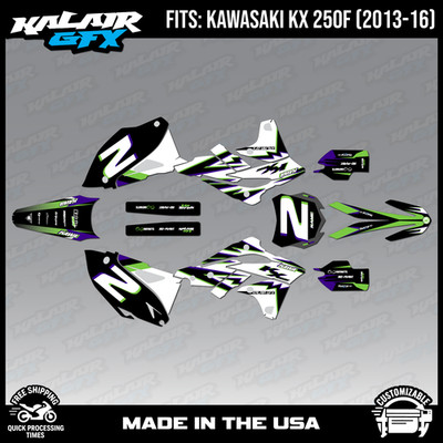 Graphics Kit for Kawasaki KX250F (2013-2016) KX 250F Vizion Series - Green