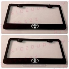 2x Toyota Stainless Steel Black Finished License Plate Frame Holder