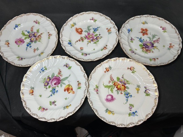 ドレスデン　Richard Klemm工房　大皿 Antique Dresden Flower GOLD Richard Klemm RK Germany 8