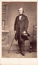 CDV Card Man Holding Cane Top Hat Studio Photograph F. Spalding Chelmsford