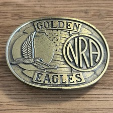 Vintage Golden Eagles NRA Logo Brass Metal Belt Buckle