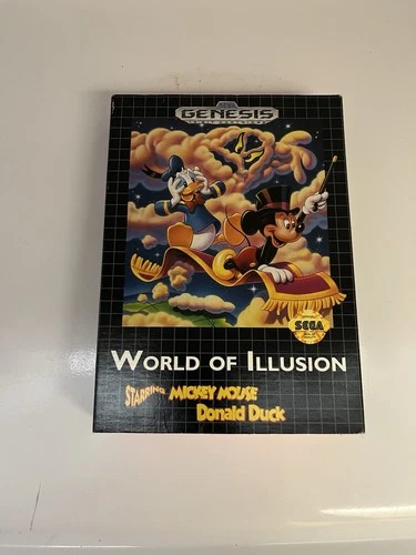 World of Illusion - Red Box Version - Sega Genesis -CIB Authentic amazing Shape!