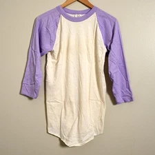 Vintage 80s Cal Cru Purple Sleeve Baseball T-Shirt Unisex M NOS