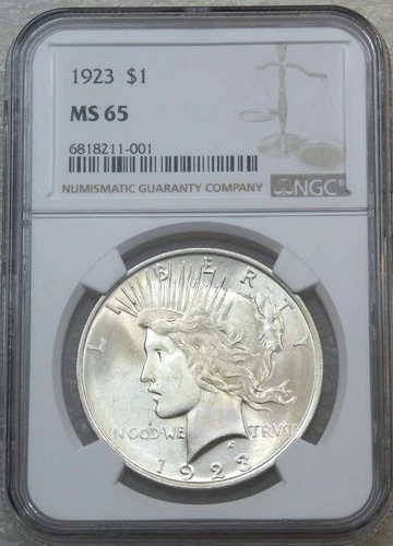 1923 Peace Silver Dollar NGC MS65 Frosty White PQ Just Graded New Holder #N222E