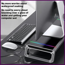 4USB PC Monitor Stand 7-color RGB light strip Monitor Arm Storage Space Bar...