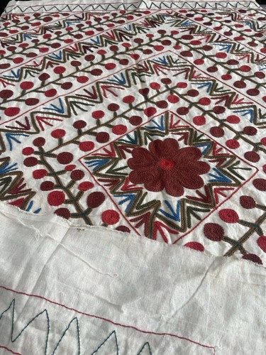 Antique Vintage Uzbek Embroidery Suzani Bed Cover Table Cloth Throw172x149cm 18 - Picture 16 of 18