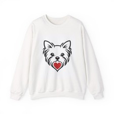 Yorkie Face with Heart Sweatshirt Cute Dog Lover Apparel