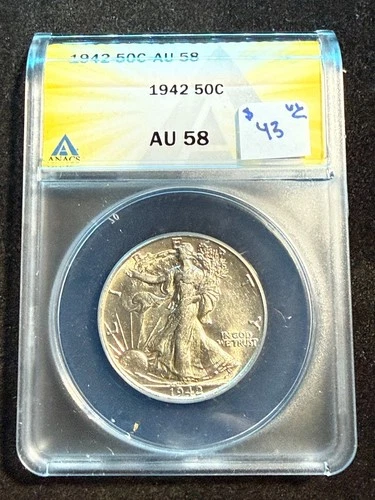 1942 WALKING LIBERTY HALF DOLLAR  ANACS AU 58 526