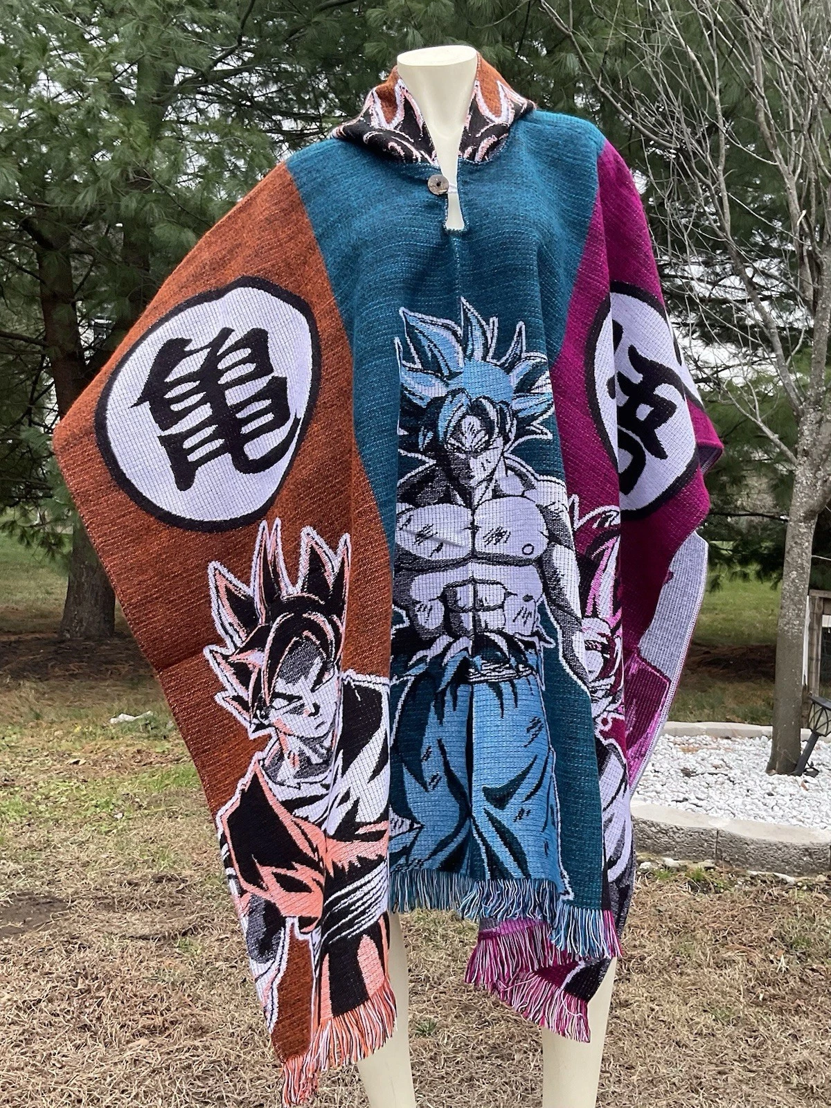 HANDMADE ALPACA PONCHO, Goku, Dragon Ball Z, Super Saiyan, Kakarot, Super Daima