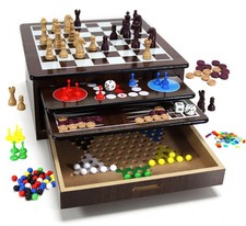 10-in-1 Spielesammlung Holz Brettspiel Gesellschaftsspiele Klassiker ab 6 Jahren