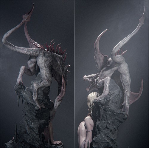 Kit Modelo Impresión 3D Dragon Beauty 1/10 Sin Pintar Sin Montar GK 32cm - Imagen 3 de 8