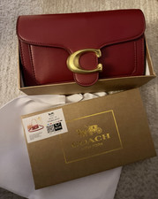 Coach Womens Red Wallet Clutch with Gold C Lo...