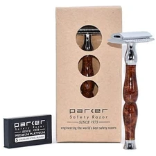 Parker, 45R Heavyweight Double Edge Safety Razor – 3 Piece Design with 4... 
