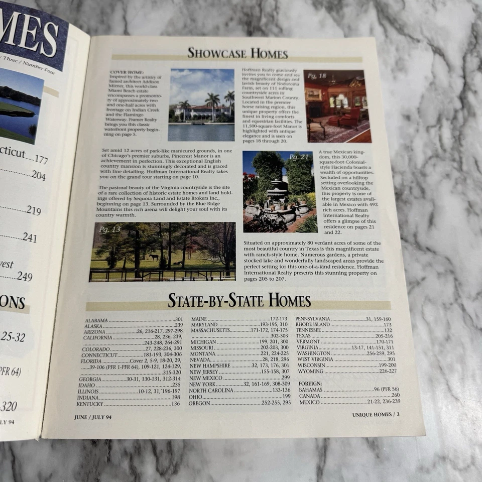 UNIQUE HOMES Magazine July 1994 Vintage Luxury Real Estate Summer Properties - Image 4 of 4