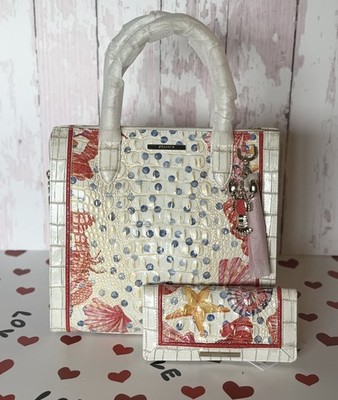 Brahmin Caroline Multi Chattaway Leather Satchel & Adelle Wallet--NWT