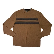 Smartwool Sweater Mens L Large Earth Brown Wool Blend Sparwood Stripe Crew Neck