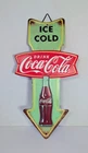 Coca-Cola Ice Cold Arrow Embossed Metal Sign - Vintage Diner Coca-Cola Sign f...