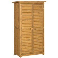 Wooden Garden Storage Shed, Compact Utility Sentry Unit, 3-Tier Shelves Tool Cab